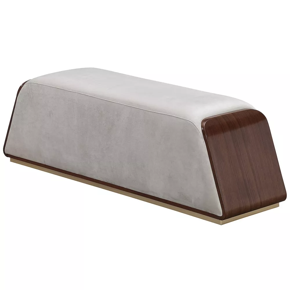 Michael Amini Houston Accent Bench - Porcini/Walnut