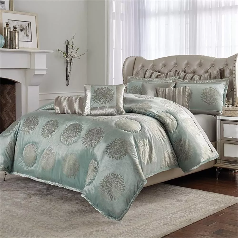 Michael Amini Regent 9-Piece Queen Comforter Set - Ice Blue