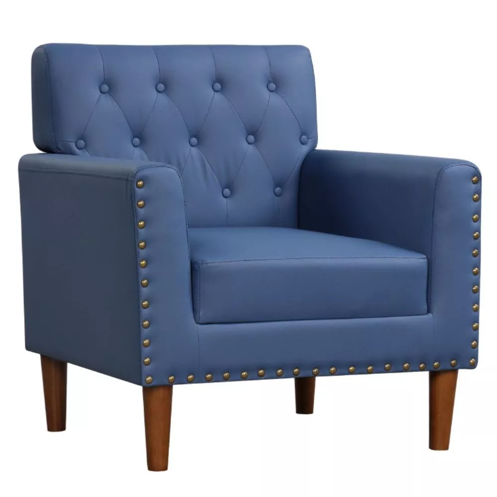 Mid Century Modern Accent Chair with Button Tufted Decoration and Rivets