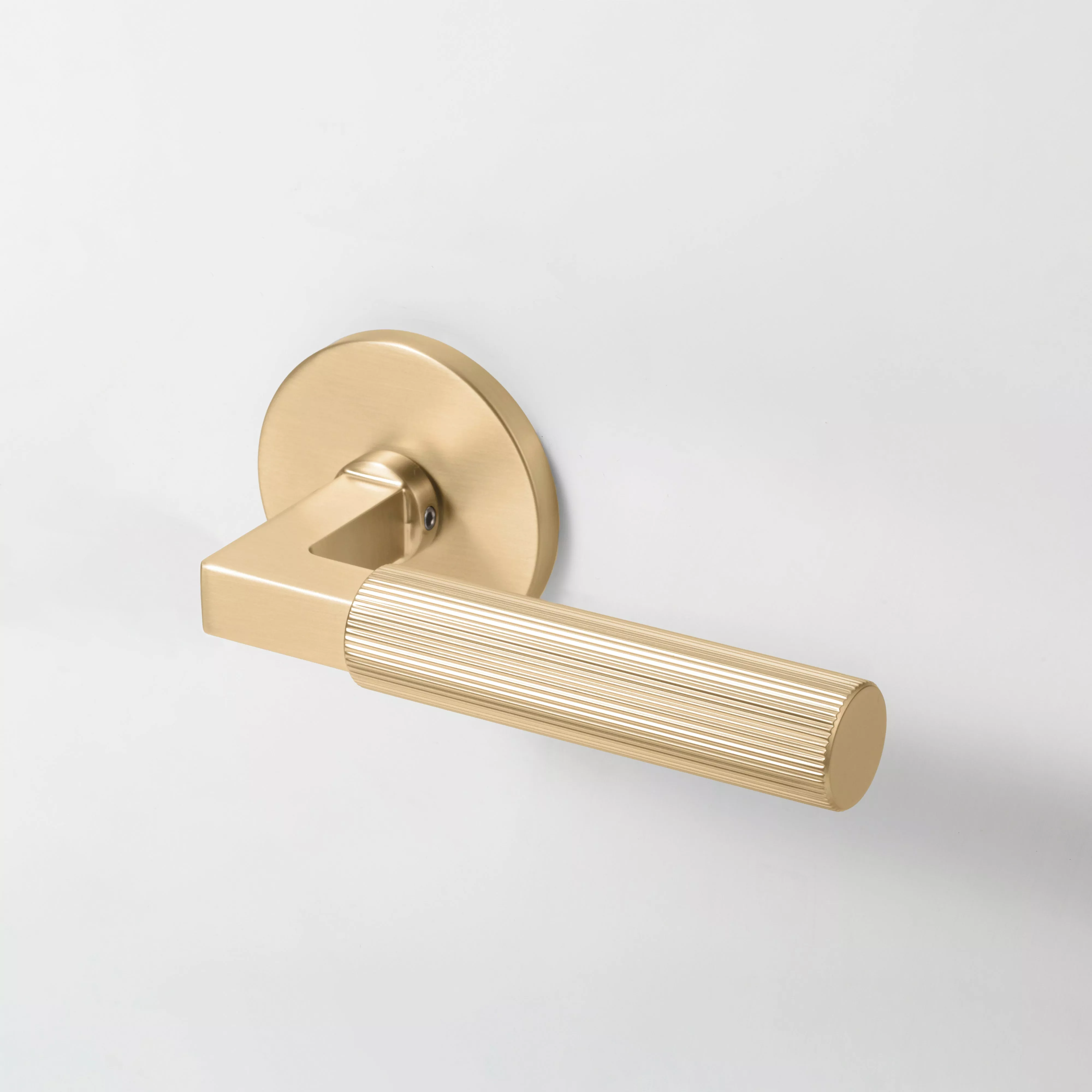 Mila Modern Linear Double Dummy Interior Door Handle with Round Rosette and Concealed Screws