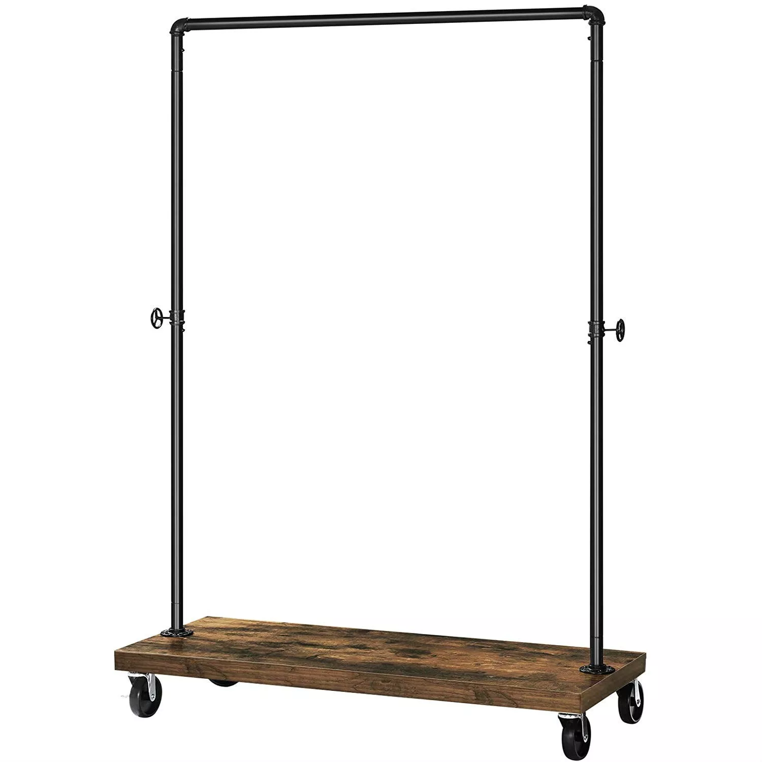 Mobile Industrial Pipe Clothing Rack – Rustic Style with Lockable Wheels