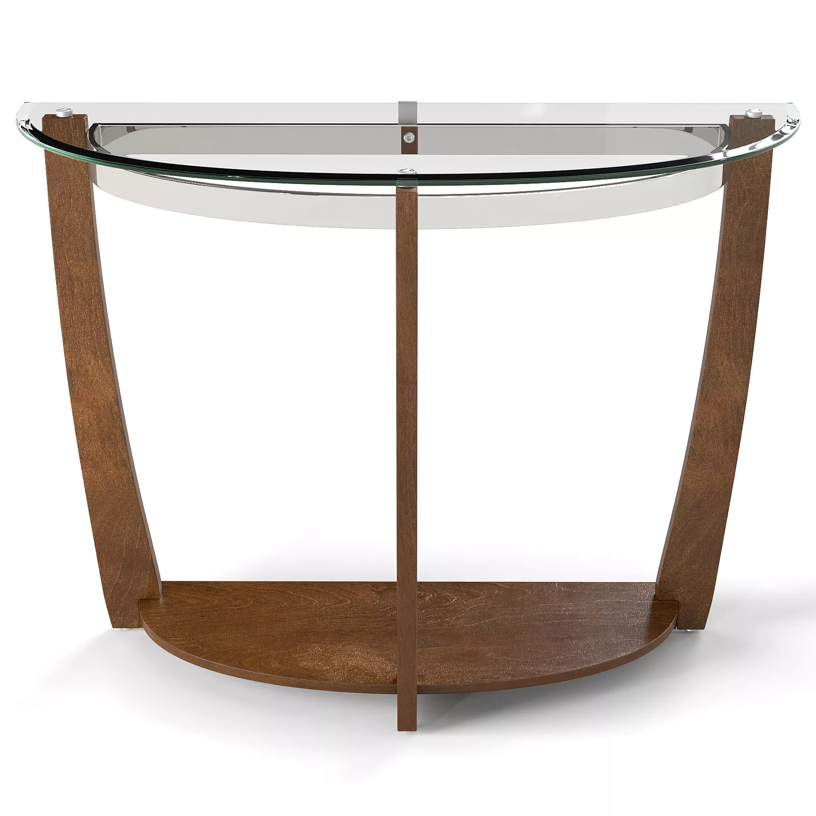 Modern 2-Tier Console Table with Tempered Glass Top and Open Storage