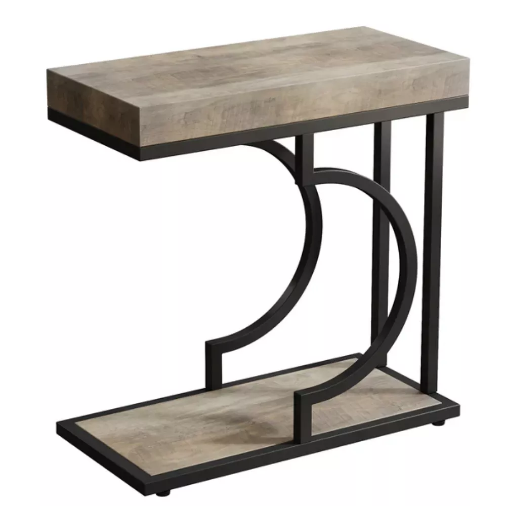 Modern C Table, Narrow End Table Bedside Table with Metal Frame
