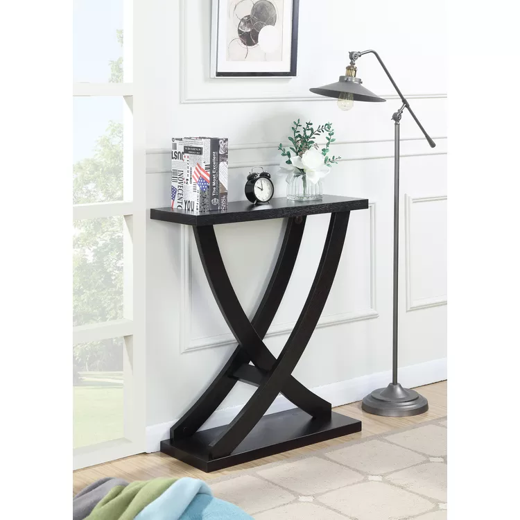Modern Console Table Espresso Woodgrain Finish MDF Material - Convenience Concepts