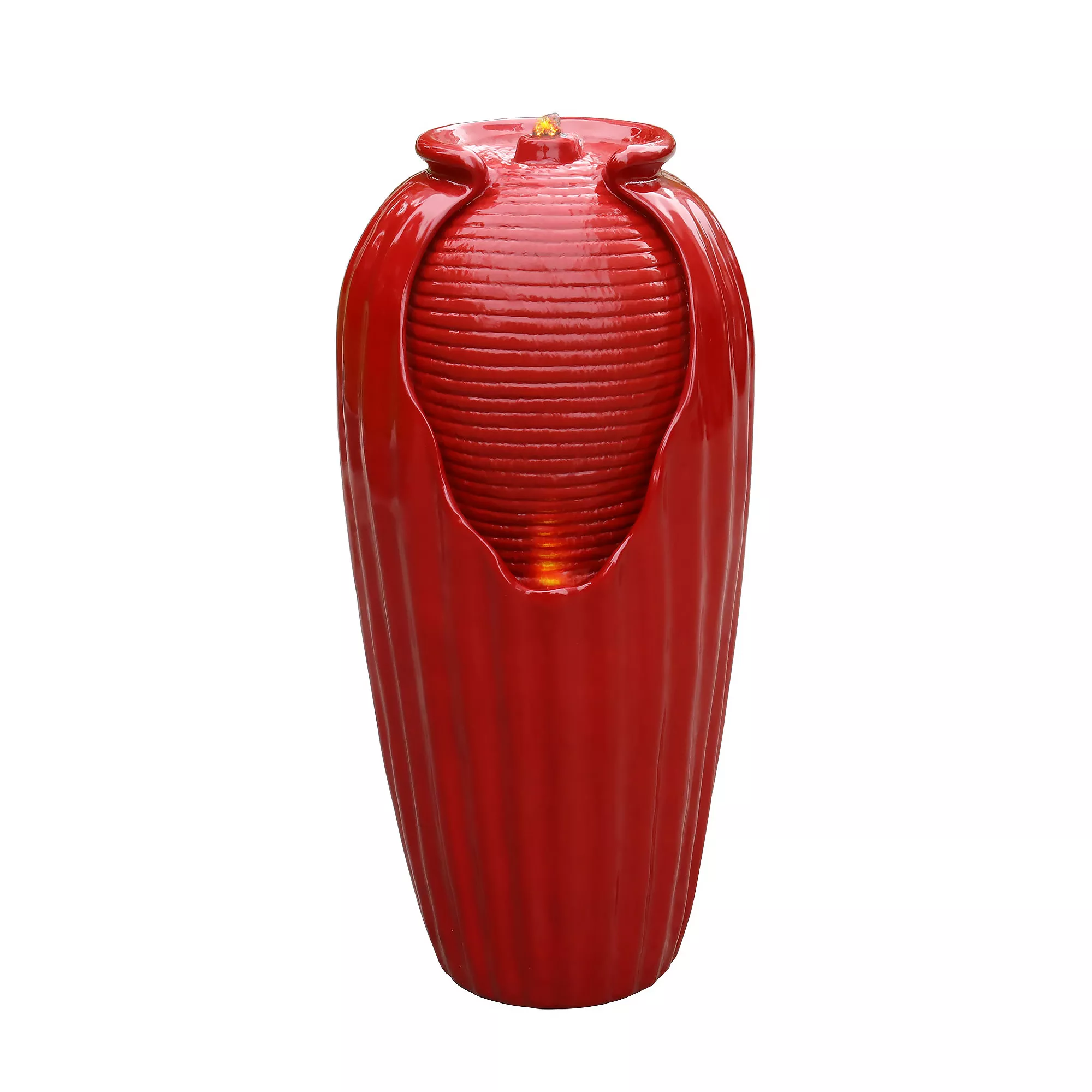Modern Vase Water Fountain with LED, Red