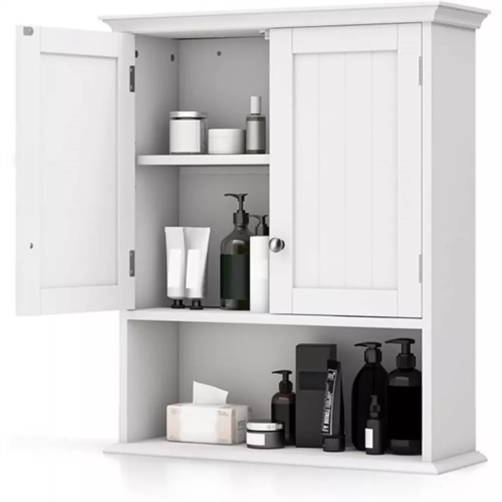 Modern Wall Mounted Medicine Cabinet with Open Storage Shelf