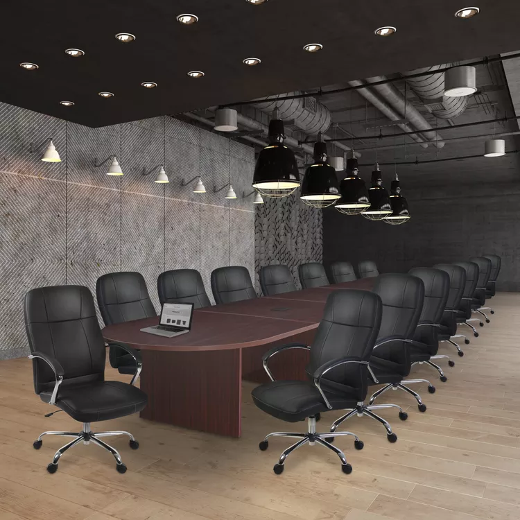 Modular Mahogany Racetrack Conference Table with Power Data Grommets 264 Long - Regency Seating