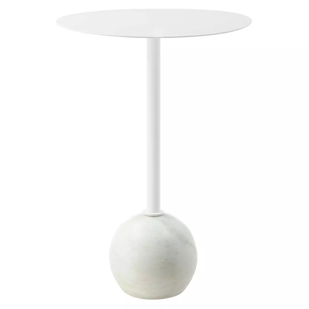 Modway Aliza Round White Marble Side Table