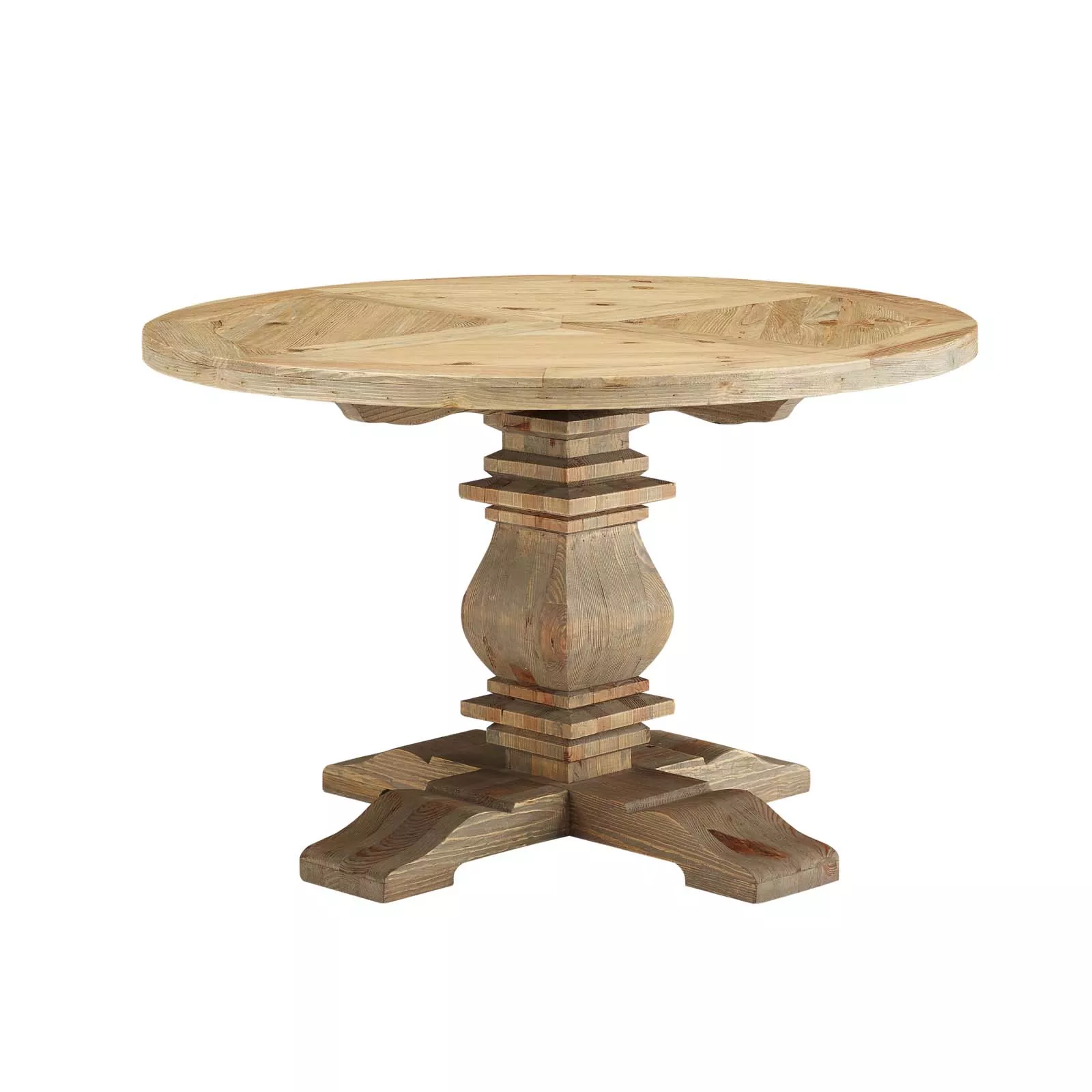 Modway - Column 47" Round Pine Wood Dining Table Brown