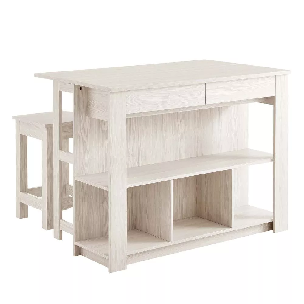 Modway Meadowbrook 3-Piece Kitchen Island and Stool Set