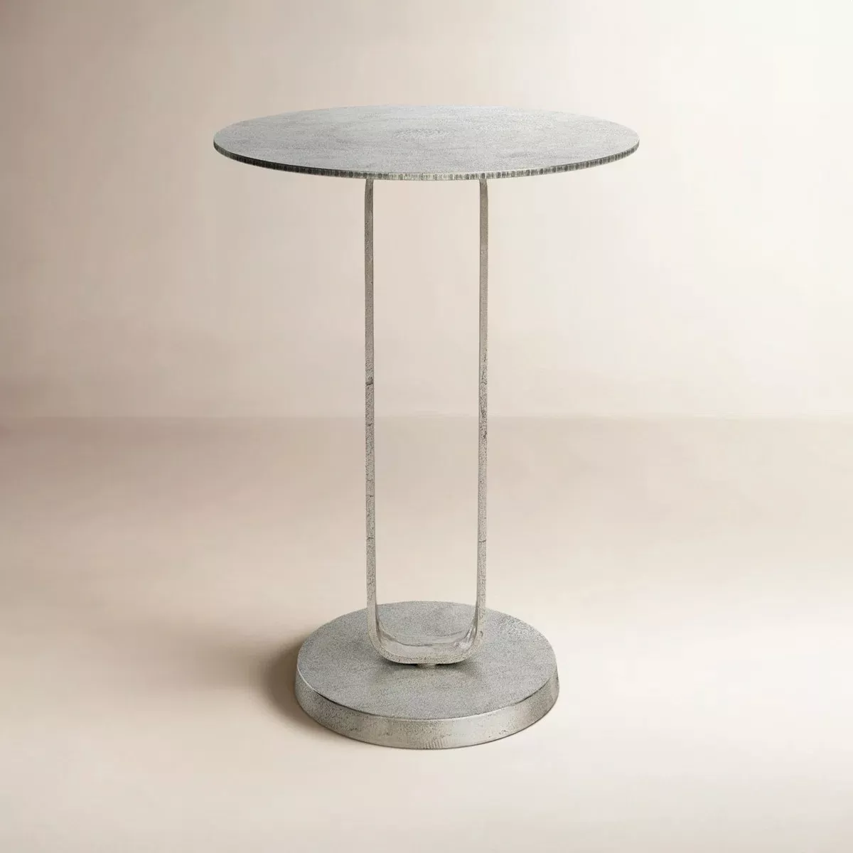 MonoLoop Round End Table Silver Antique