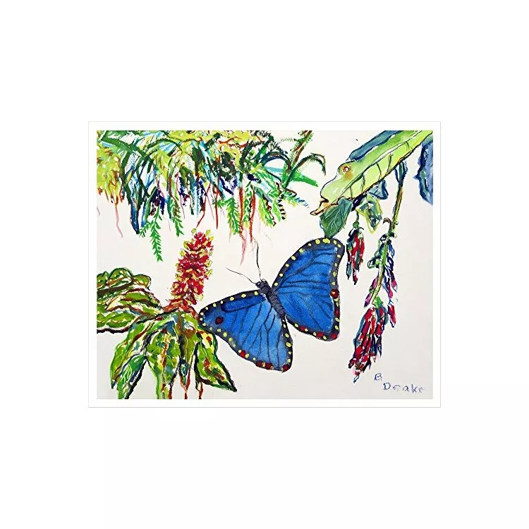Morpho & Flowers Outdoor Wall Hanging 24x30