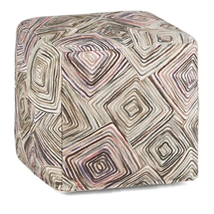 Multi - Color Wool Cotton Cube Pouf Upholstered Hand - Stitched - CCT Global Sourcing