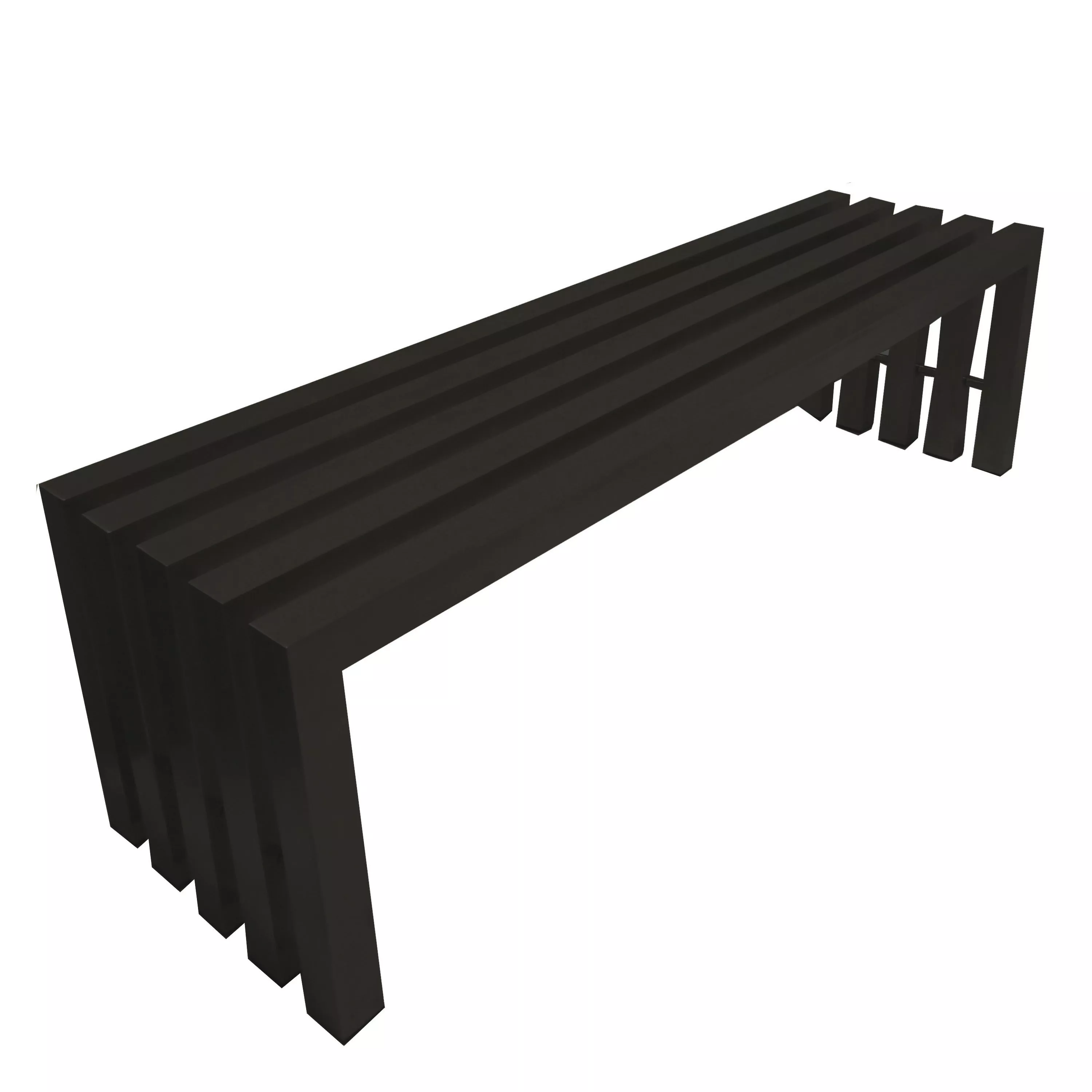 Namo 58 Inch Accent Bench, Modern Slatted Design, Rectangular, Black Steel - Benzara