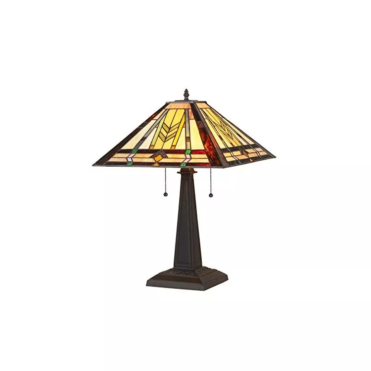 Nathan Tiffany-Style 2 Light Mission Table Lamp 16" Shade