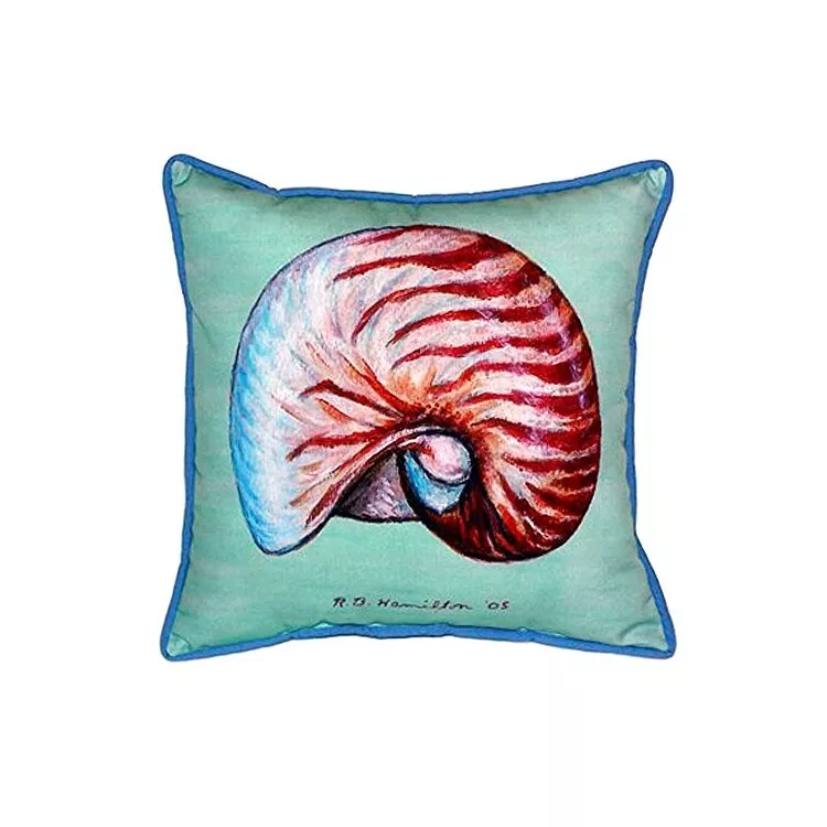 Nautilus Shell - Teal Extra Large Zippered Pillow 22x22