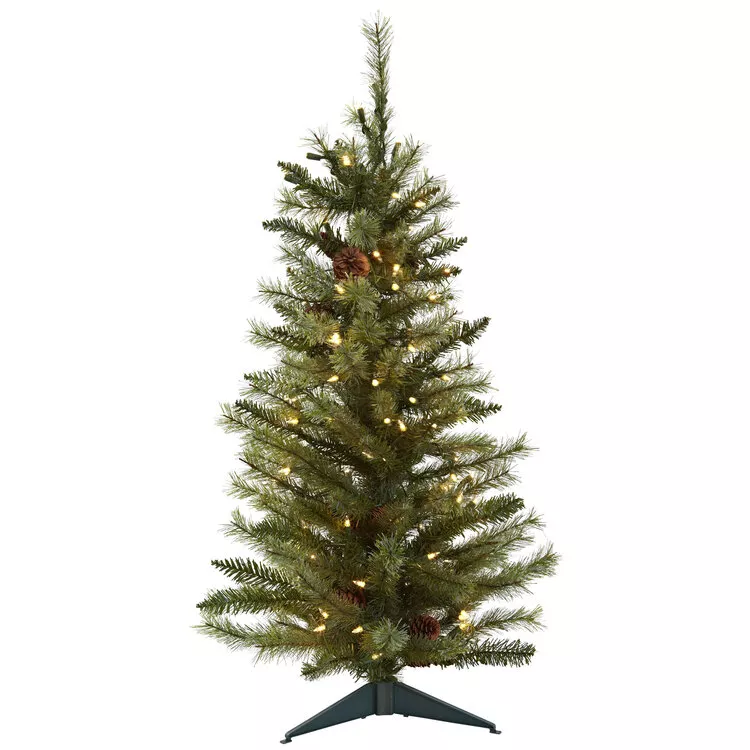 Nearly Natural 3ft. Christmas Tree with Pinecones & Clear Lights