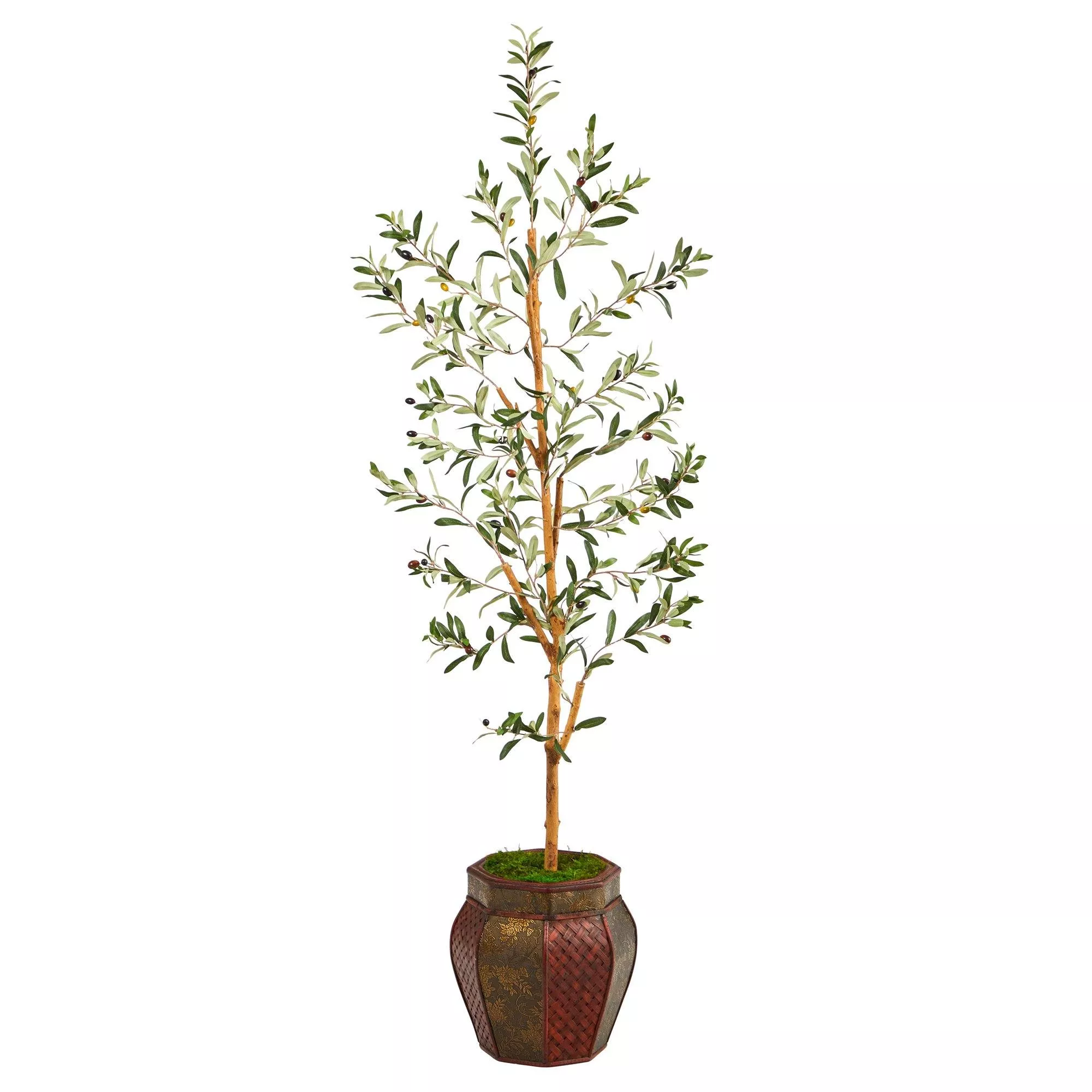 Nearly Natural 5.5-in Olive Artificial Tree in Decorative Planter