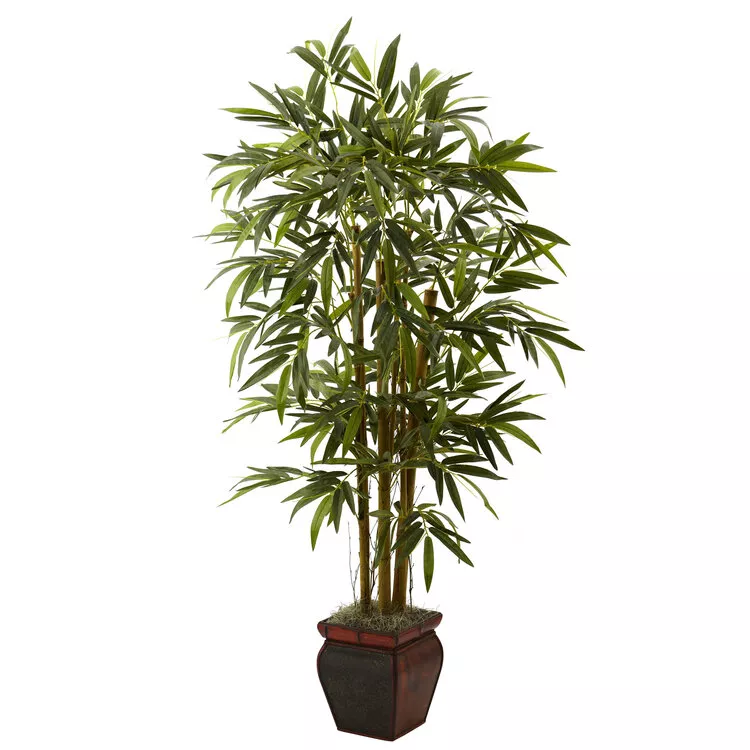 Nearly Natural 5.5ft. Bamboo with Decorative Planter