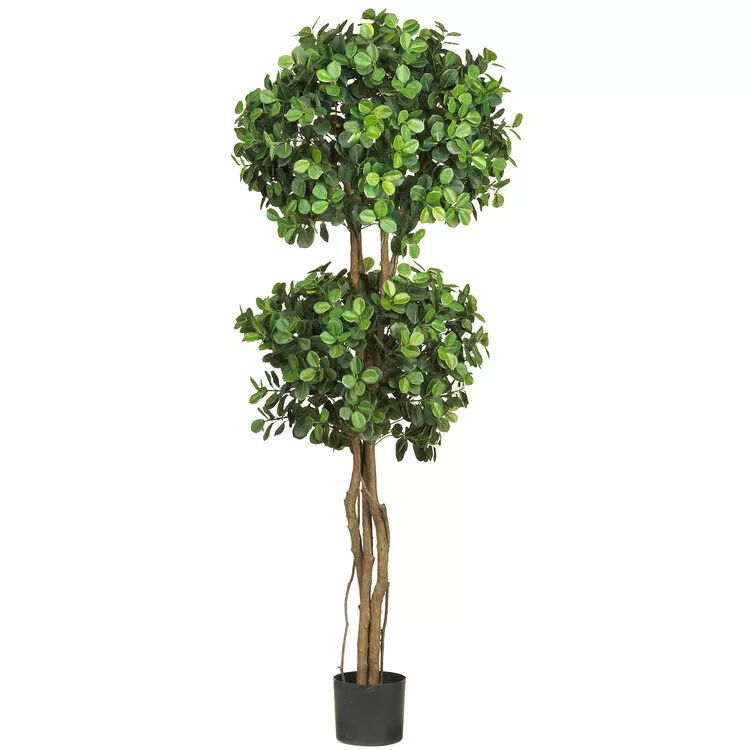 Nearly Natural 5.5ft. Eucalyptus Double Ball Topiary Silk Tree