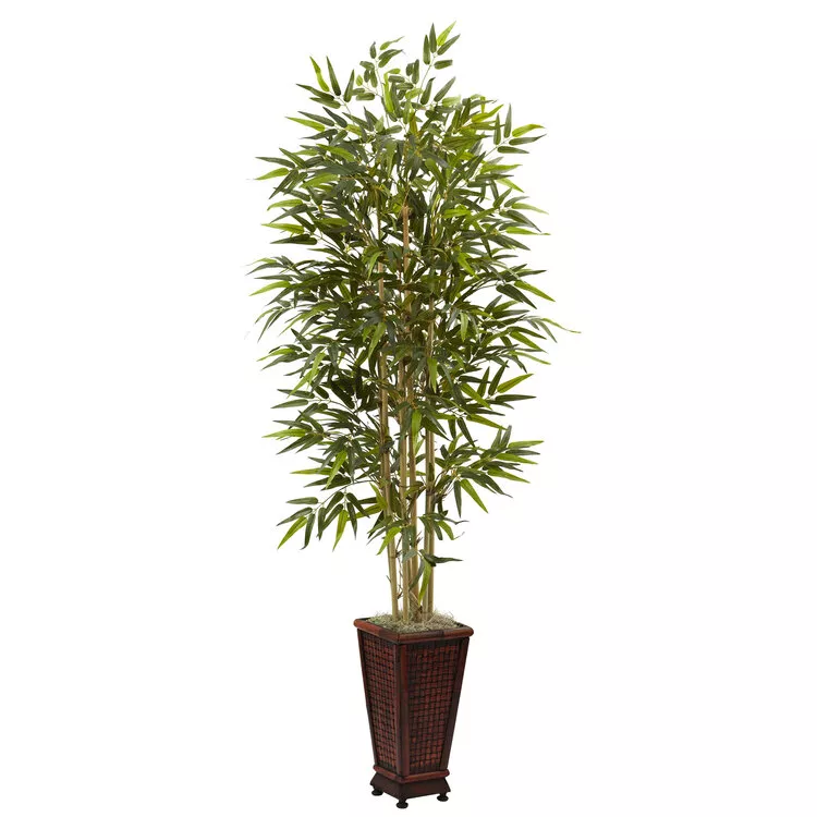 Nearly Natural 6ft. Bamboo Tree with Decorative Planter