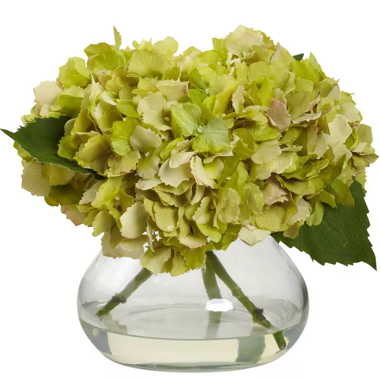 Nearly Natural Blooming Hydrangea with Vase