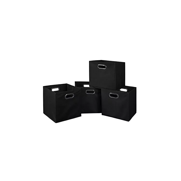 Niche Cubo Set of 4 Foldable Fabric Storage Bins- Black