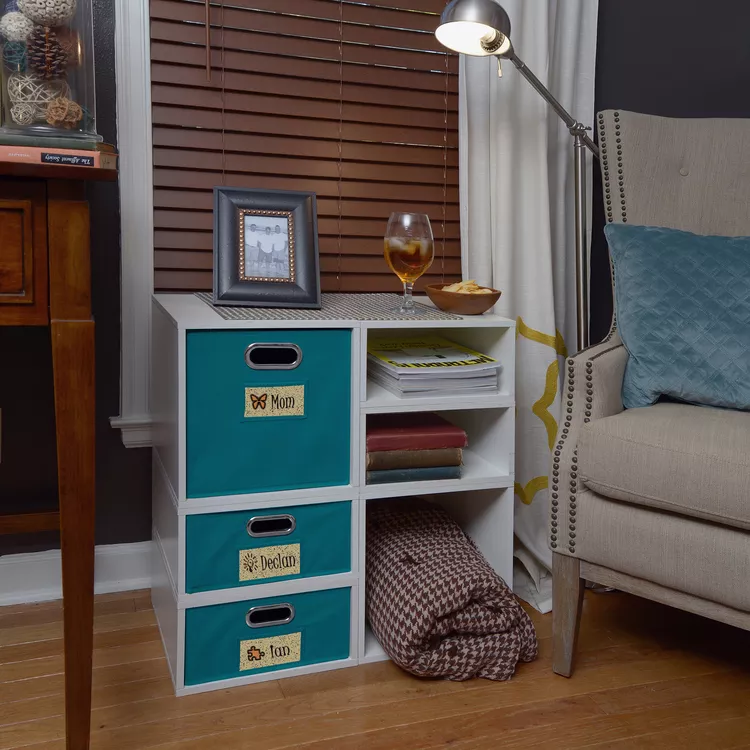 Niche Cubo Storage Set- 2 Half Size Cubes- White Wood Grain