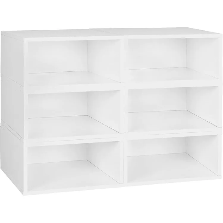 Niche Cubo Storage Set- 6 Half Size Cubes- White Wood Grain