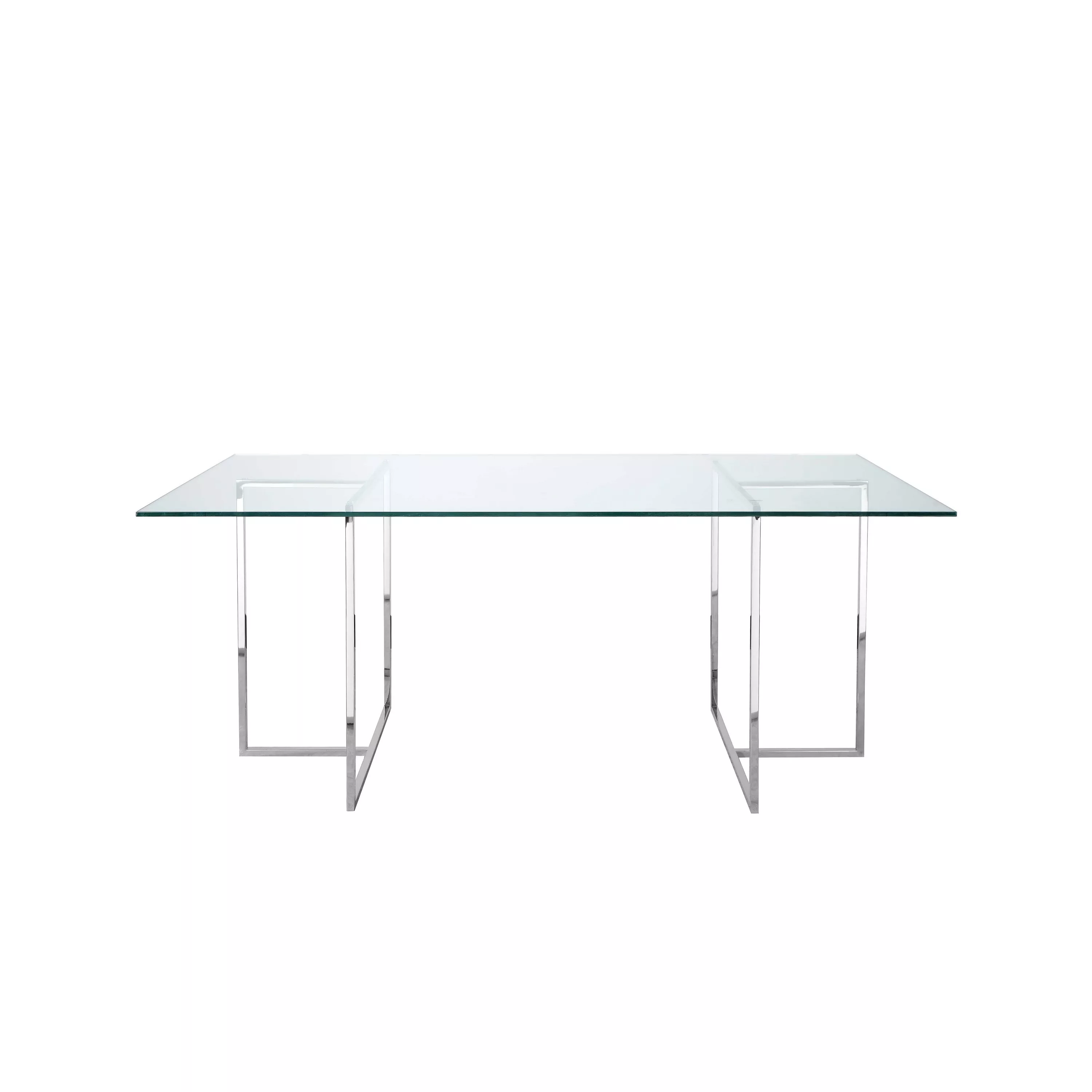 Nisa 71 Inch Dining Table, Tempered Glass Rectangular Top, Chrome Metal