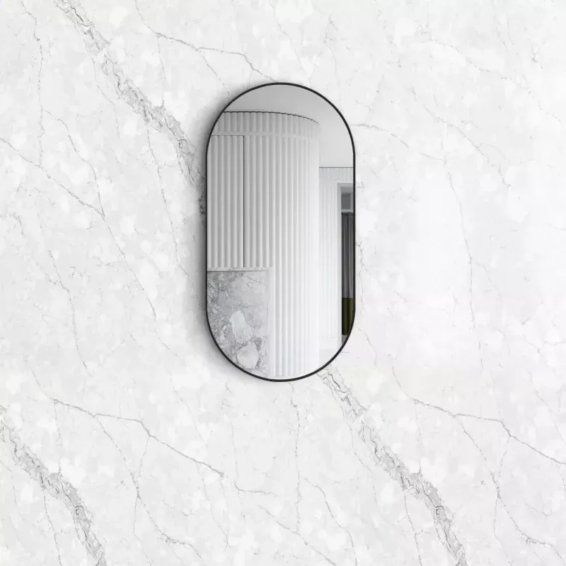Noosa Matte Black Oval Framed 1200x600mm