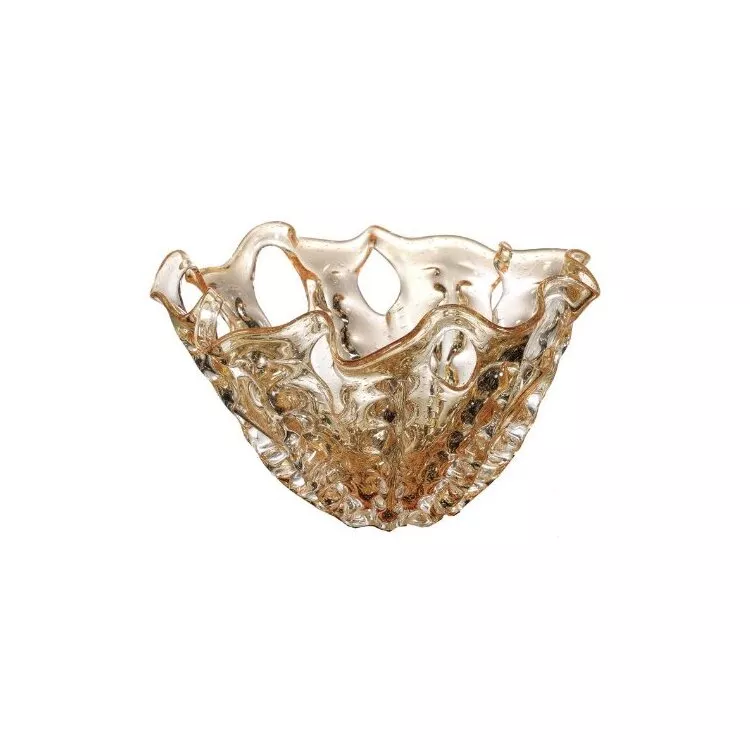 OK Lighting Peach Glass Fruit BowlDecorative Centerpiece