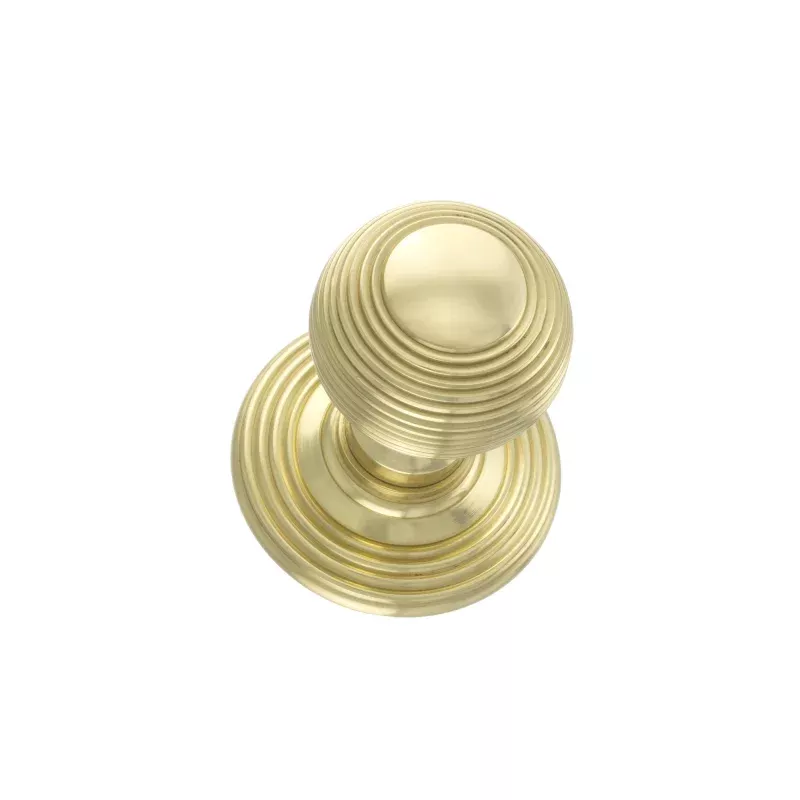 Old English Ripon Solid Brass Reeded Mortice Knob on Concealed Fix Rose