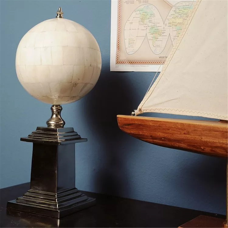 Old Modern Handicrafts Bone Globe with Aluminum Base - Unique Home Decor