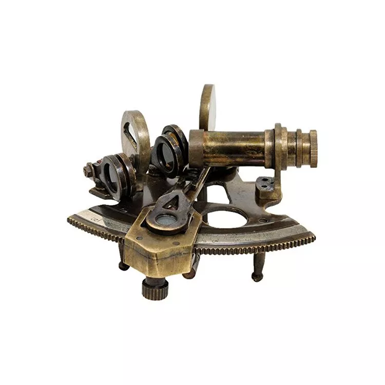 Old Modern Handicrafts Nautical Sextant - Antique Brass Navigation Tool with Leather Case
