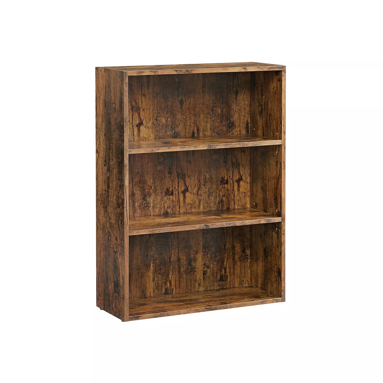 Open Bookcase with Adjustable Storage Shelves, Floor Standing Unit- Rustic Brown
