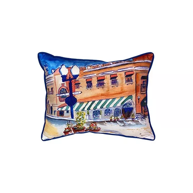 Orange/Blue Rectangular Indoor/Outdoor Lumbar Pillow 16x20 Polyester - Betsy Drake Interiors