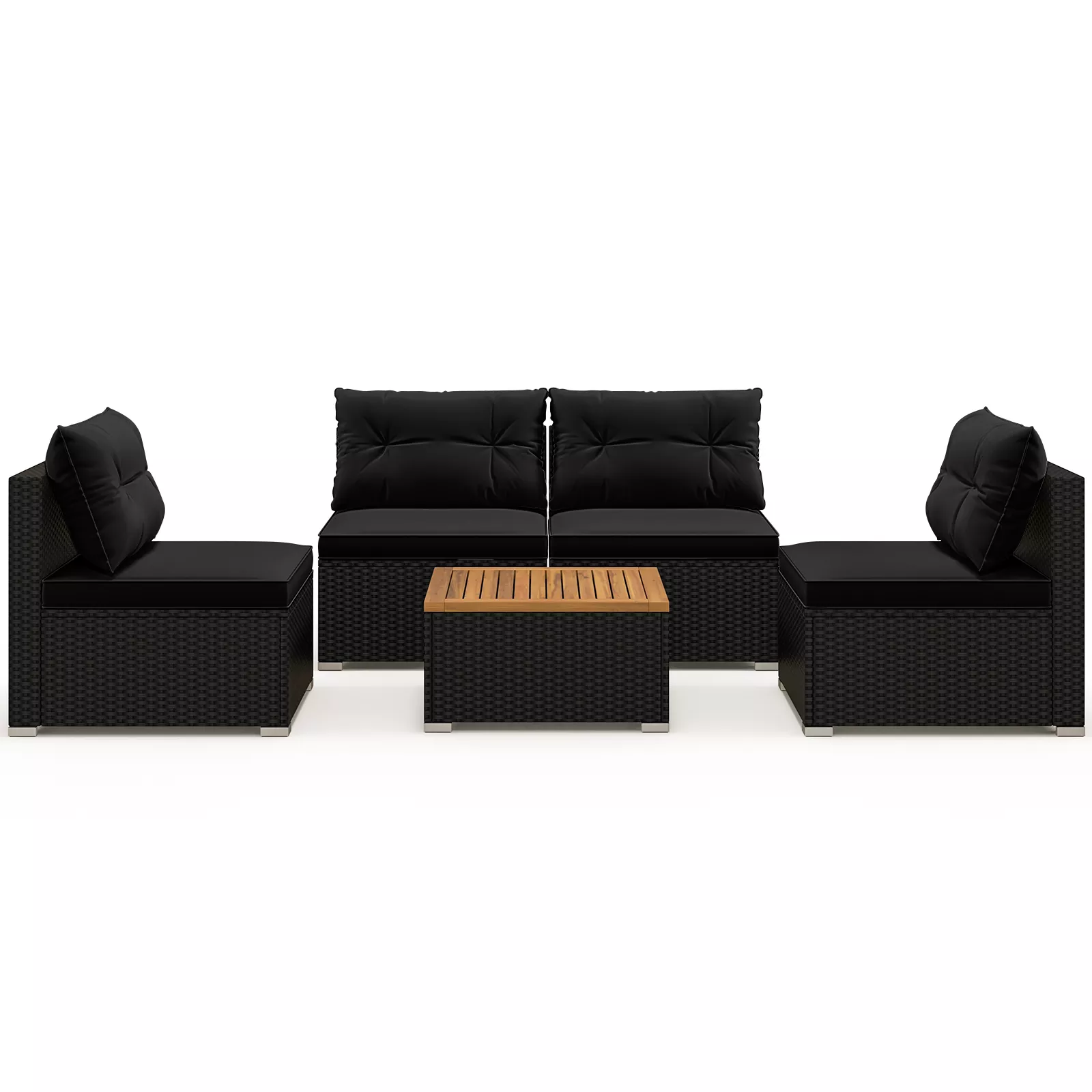 Outdoor 5-Piece Patio Set with Cushioned Seats and Solid Tabletop