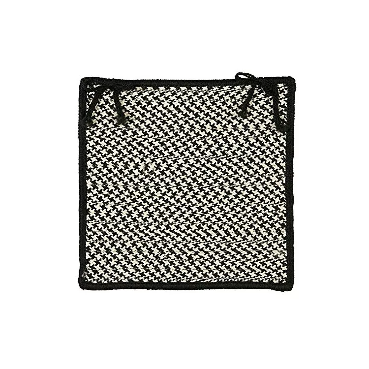 Outdoor Houndstooth Tweed - Black Chair Pad (set 4)