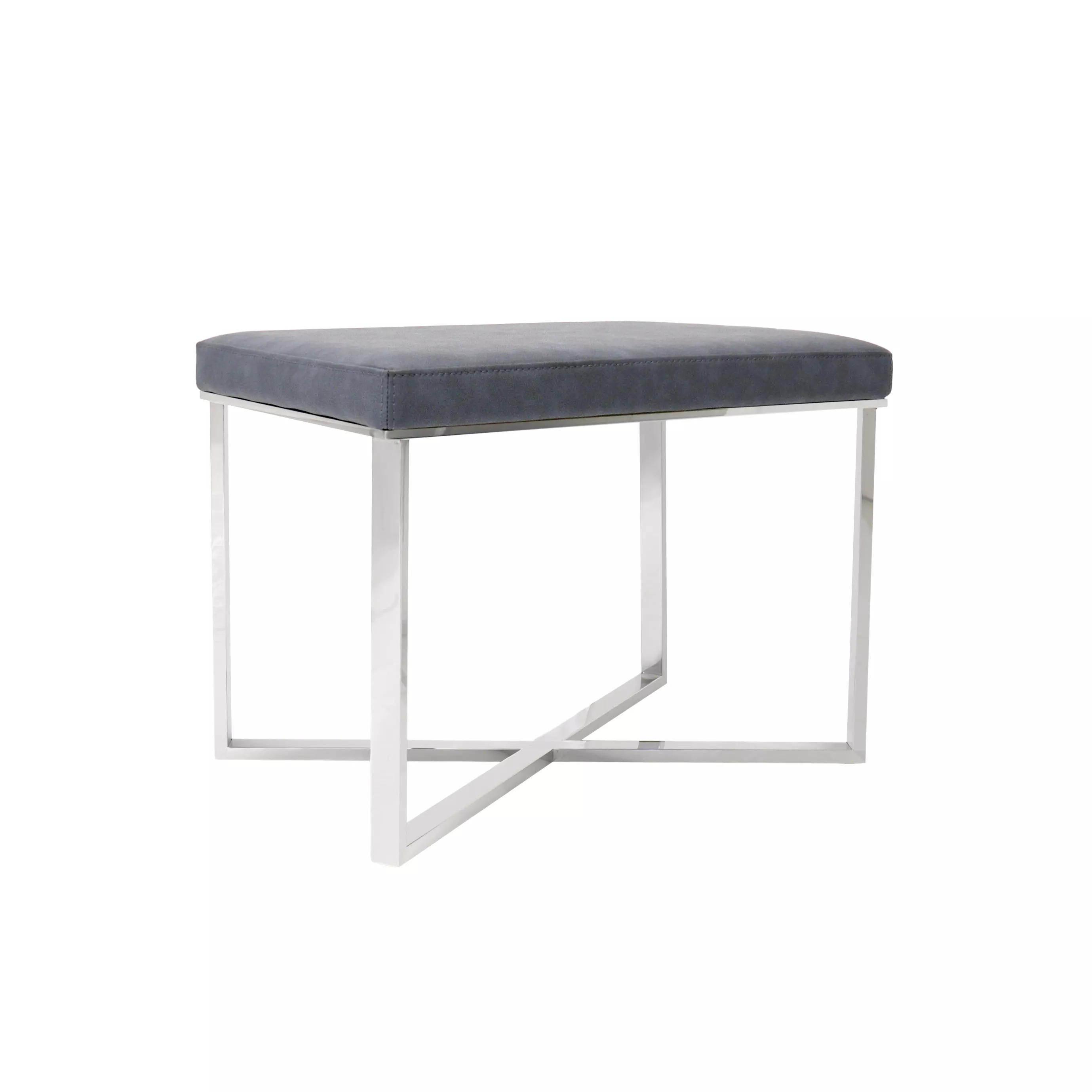 Pasargad Home Luxe Grey Upholstered Stool