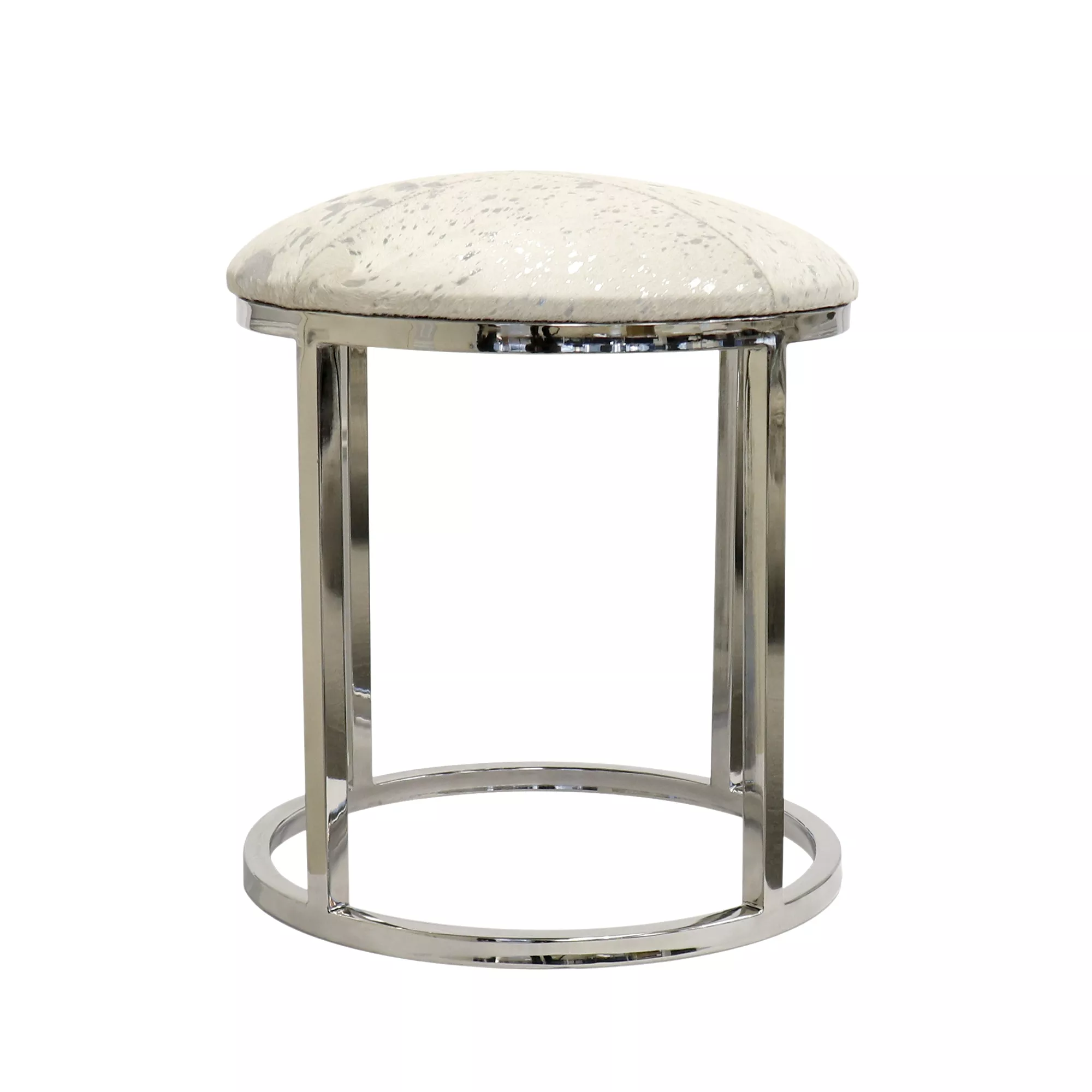 Pasargad Home Safari Steel & Cowhide Stool