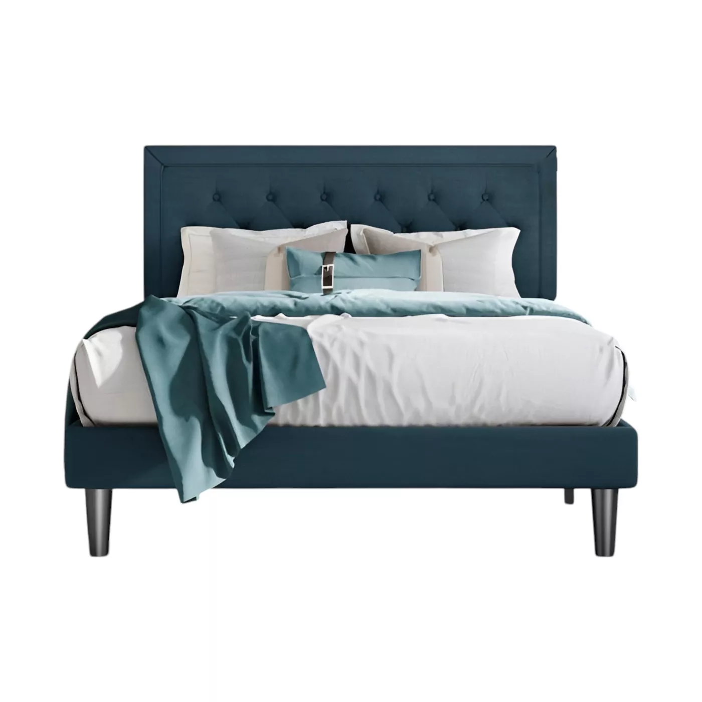Platform Bed Frame with Adjustable Height and Upholstered Headboard – Elegant and Versatile