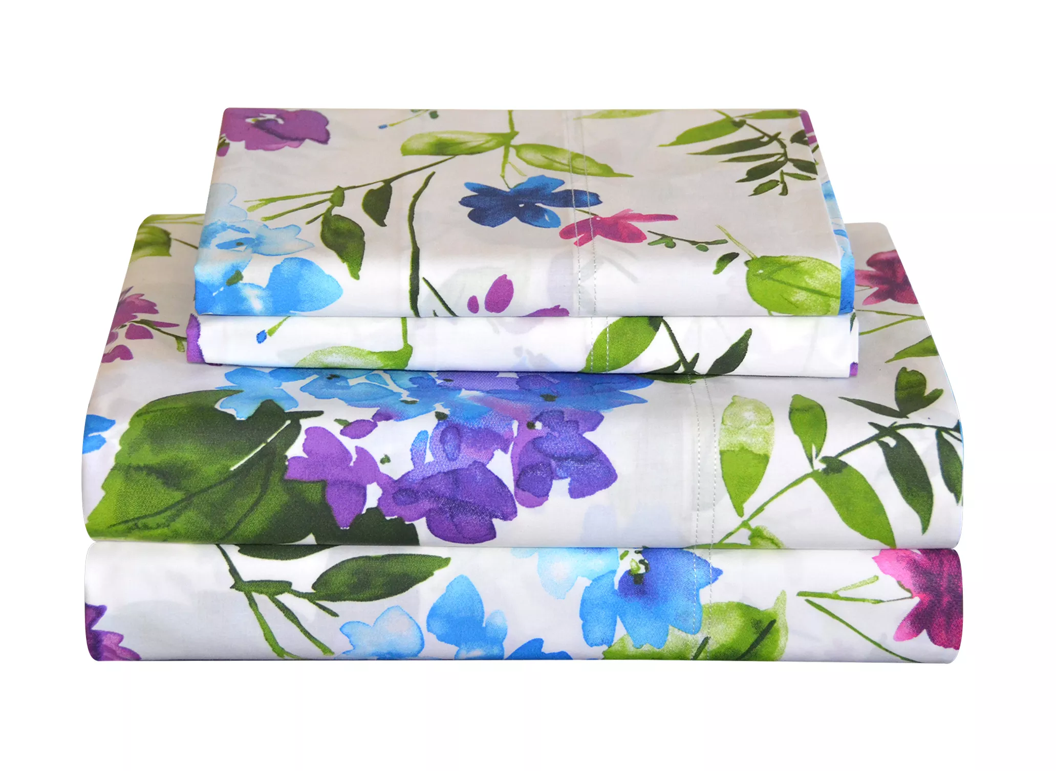 Pointehaven Cedar 200 Thread Count Printed Cotton Percale 4 pc Sheet Set