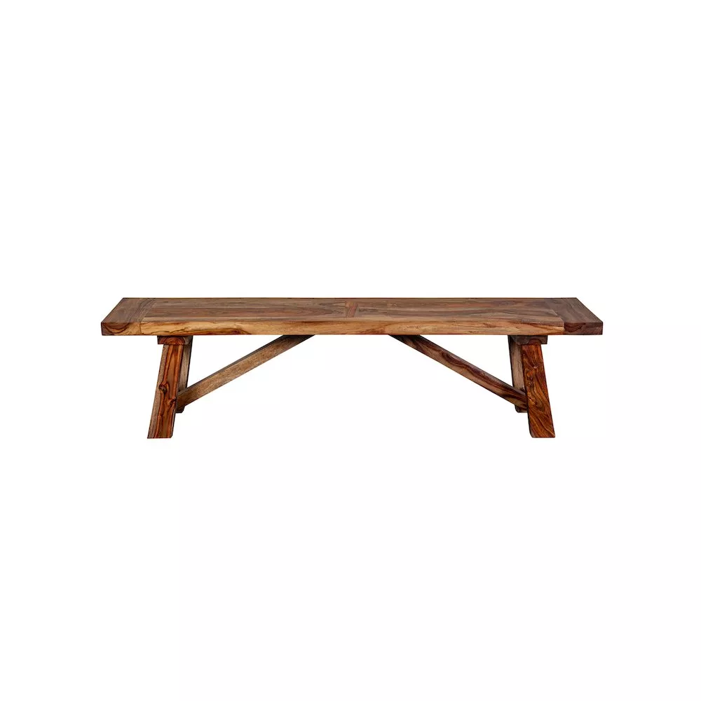 Porter Designs Kalispell Solid Sheesham Wood Dining Bench, Brown