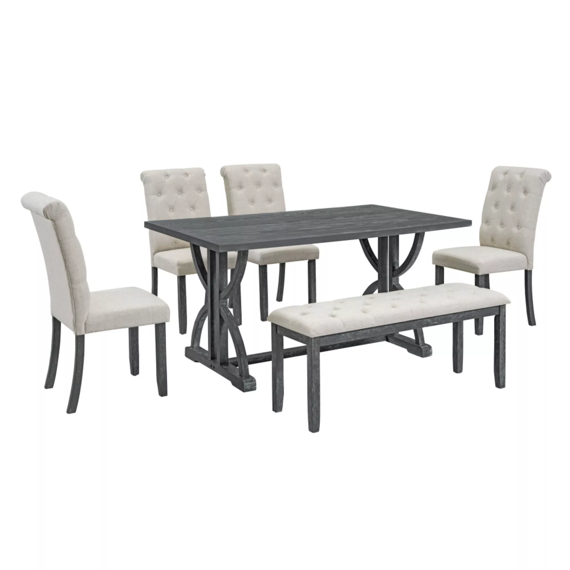 Poxtug Retro Farmhouse Rectangular Dining Set
