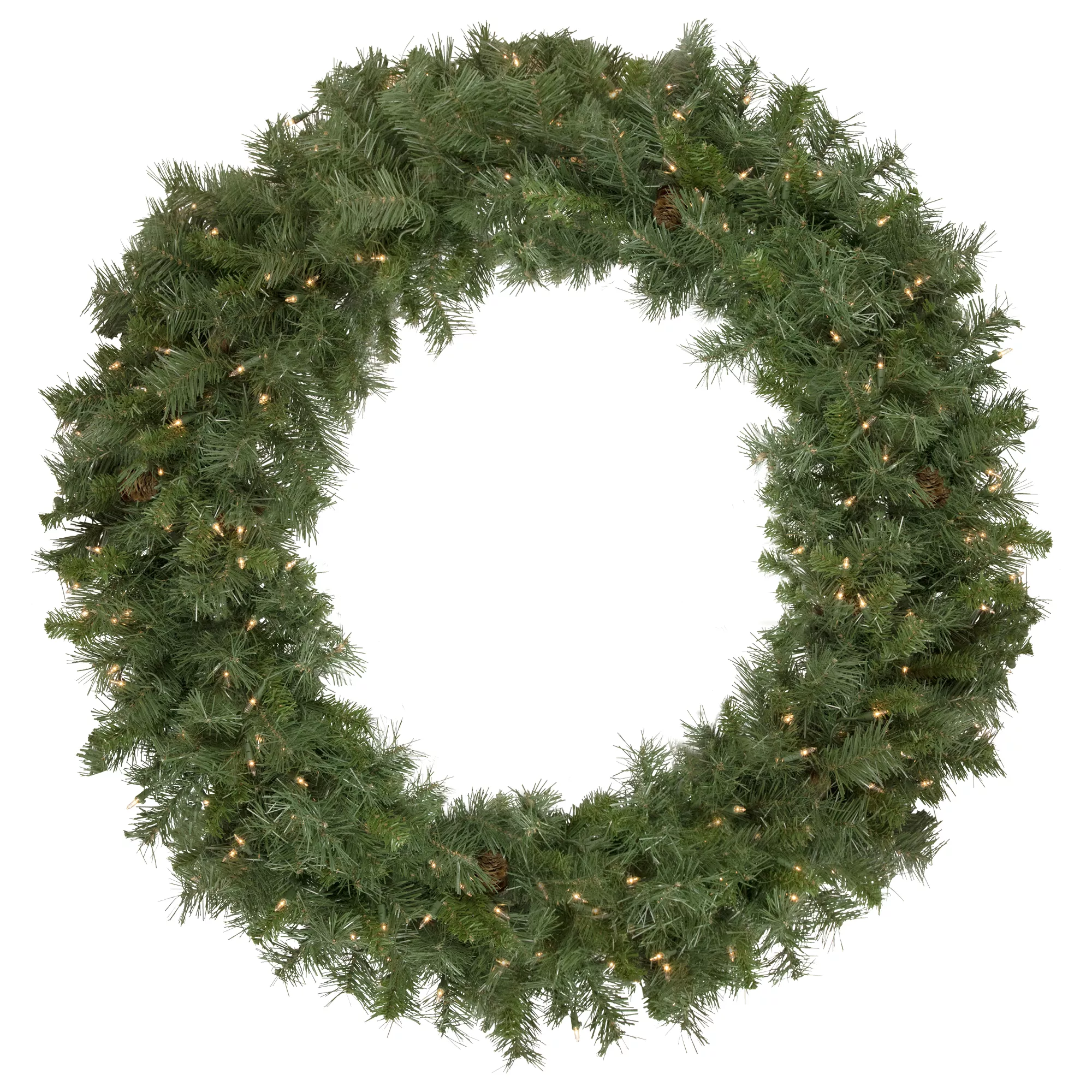 Pre-Lit Black River Pine Artificial Christmas Wreath48-InchClear Lights