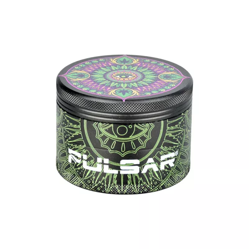 Pulsar Design Series Grinder with Side Art - Hemp Mandala / 4pc / 2.5"