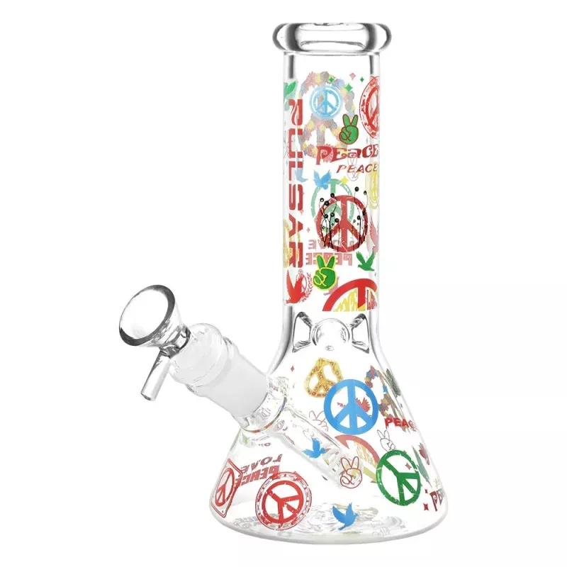 Pulsar World Peace Beaker Glass Water Pipe