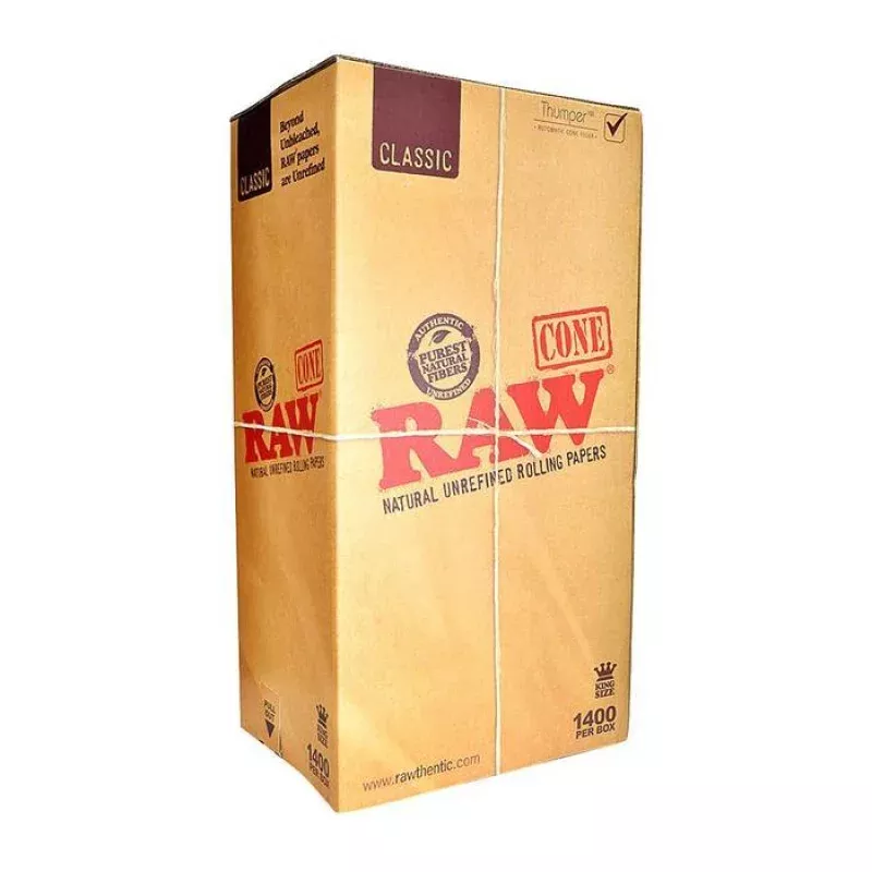 RAW Authentic Rolling Papers Classic King Size Bulk 109mm/26mm Cones (1400 Count Bulk Cones Box)