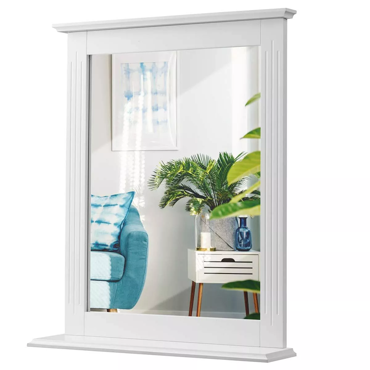 Rectangle Bedroom Bathroom Vanity Wall Mirror with Bottom Shelf